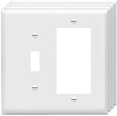 Placa de pared para interruptor de palanca, placa frontal termoplástica irrompible para interruptor de salida de receptáculo de luz, color blanco (paquete de 4)