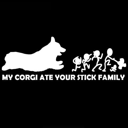 VANFGC Mein Corgi aß Dein Stick Familie Auto Aufkleber Vinyl Haustier Hund Aufkleber Wasserdichte Motorrad Zubehör Aufkleber, 30 CM * 10 CM(White)