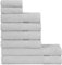 nottoc Handtücher Set Silbergrau 8-TLG / 2 Badetücher 70x140 + 4 Handtücher 50x90 + 2 Gästehandtücher 30x50 - Handtuch mit Aufhänger 100% Baumwolle Saugfähige Weiche Luxus Duschhandtücher - Hellgrau