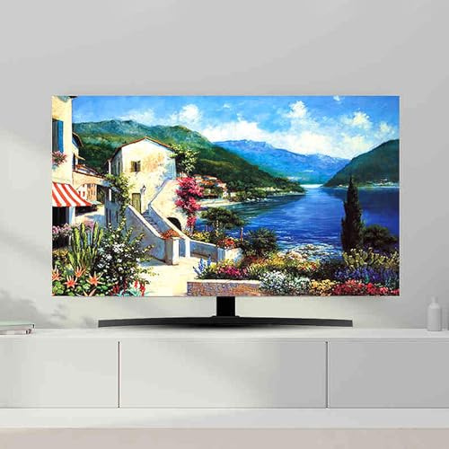 Cooalinar TV Staubschutz,TV Bildschirm Staubschutzhülle,Drucken Hülles Bezug Für Fernsehen Schutzhülle,Elastisch,Schutz vor Staub und Sonne,Universal,3D-Motive,Für TV Und Monitor 30 Bis 80 Zoll