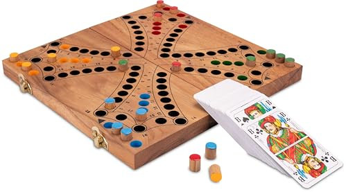 LOGOPLAY Tock für 4 Spieler mit Metallverschluss - Spielfeld 27 x 26 cm - Gesellschaftsspiel mit Spielkarten