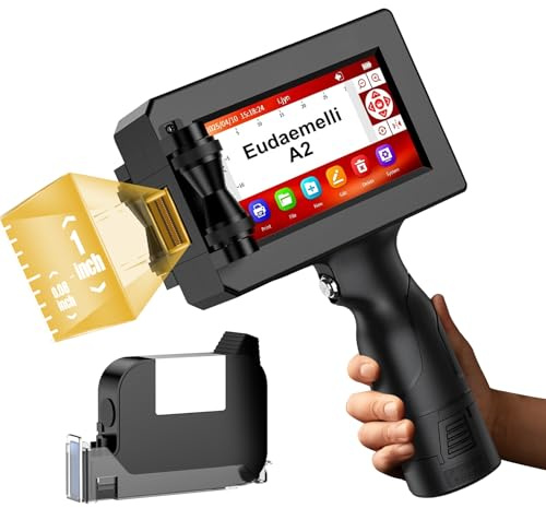 Imprimante à Jet d'encre Portable et Manuelle A2 avec Cartouches d'encre de 42 ML, Capable D'imprimer Codes-Barres, Codes QR, Logos, Dates et Numéros Lot (Hauteur d'impression : 2 à 25,4 mm)