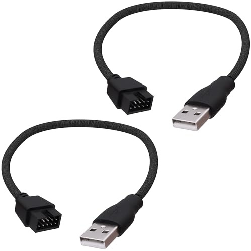 YARCHONN USB 2.0 auf 9 Poliger Motherboard Header Adapter Kabel USB Typ A Stecker auf 9 Poliger Stecker Motherboard Datenkabel Konverter Verlängerungskabel -20cm-2pcs