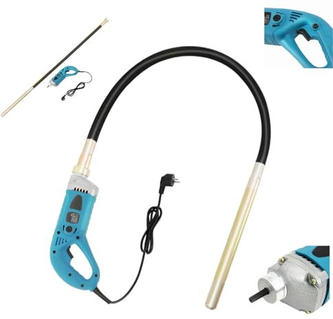 1300W Betonrüttler Handgehaltene, 4300rpm Profi Industiraler Betonvibrator Rüttelflasche Flaschenrüttler Innenrüttler, Betonverdichter Beton Rüttler mit 1.5m Vibrierender Stab für Baustellen