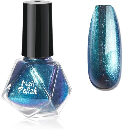 Pink/Purple/Blue/Purple Glitter Nail Polish - Diamond Bottle Quick Dry Nail Varnish, Long-Lasting Gel Nail Polish Without UV Lamp, Nail Polish for Women, Home DIY Nail Art Gift (Blue)