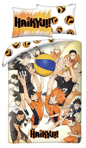Haikyu!! Volley to THE TOP Bettwäsche-Set - Bettbezug 140 x 200 cm mit Kissenbezug 70 x 90 cm - 2-teilig - 100% Polyester Mehrfarbig