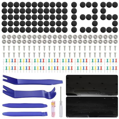 Auto Dachhimmel Reparatur Set,135 Stück Auto Himmel Reparaturset,Auto Himmel Befestigung, Auto Reparatur Nieten Set,Universal Auto Dach Nieten,Autohimmel Reparieren für Alle Autos (Schwarz)