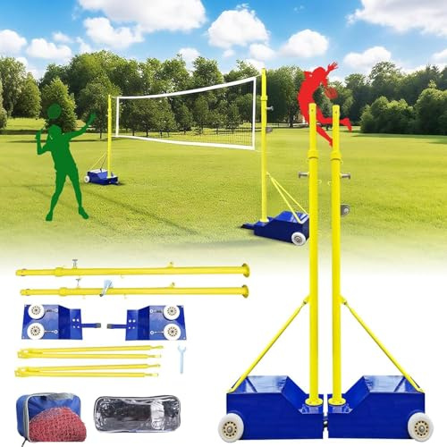 Outdoor Volleyball Net Set with Adjustable Height and Stable Base for Backyard, Grass, and Beach Use