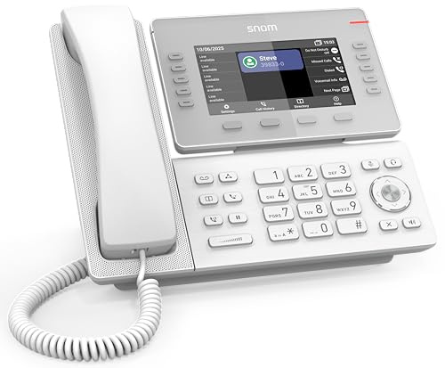 Snom D815WB IP-Tischtelefon, WLAN BT, 12 SIP, Weiß | VoIP-Bürotelefon mit PoE, Gigabit & USB – einziges D8xx-Modell mit WiFi und kabellosem Headset gleichzeitig