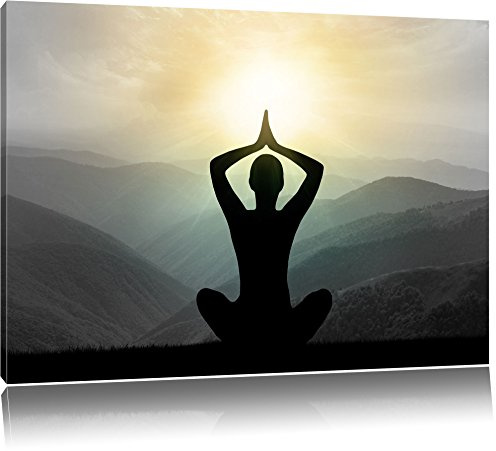 Pixxprint Yoga und Meditation, Größe: 100x70cm, Leinwandbild, fertig gespannt, Wandbild, Dekoration, Kunstdruck, kein Poster