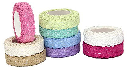 RayLineDo® Lot de 10 rubans en dentelle auto-adhésifs pour décoration artisanale (couleur aléatoire)