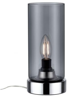Paulmann 77056 Tischleuchte Pinja mit Touchschalter 1-flammig Chrom/Rauchglas