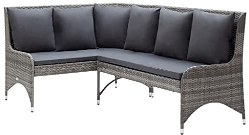 Garten-Ecksofa 2-tlg. Poly Rattan Grau
