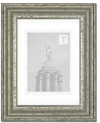 Barock-Bilderrahmen Heloise Silber 40 x 60 cm Echtglas Antireflex 2mm Antik gescheckt Vintage