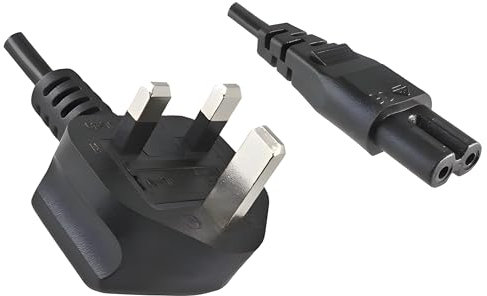DINIC Stromkabel, Netzkabel für UK, England Typ G auf C7 Euro-8, 1,80m Schwarz