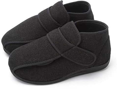 WANGYUXIN Chaussures De Largeur Large pour Hommes,Hommes Femmes Chaussons en Feutre,Orthopédique Bout Large Chausson Fermeture Scratch pour Personne Âgée Pieds Gonflés Arthrite Oedème Pantoufle