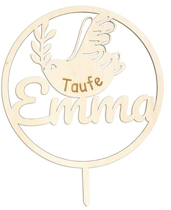 Holzura Cake Topper zur Taufe als Tortendeko für Kommunion, Kuchen Deko Tortenaufsatz zur Konfirmation (15 cm)