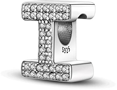 TINSLO Charm Anhänger Damen Buchstabe I für Armband 925 Sterling Silber Charms Beads passend für Pandora Armband und Halskette, Kompatibel mit Europäischen Armbänder für Frauen Mädchen
