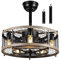 AONELAS MADSHNE 20'' Caged Ceiling Fan with Lights Remote Control, Small Farmhouse Ceiling Fan with Light, Black Rustic Bladeless Ceiling Fan for Bedroom Kitchen (Bulbs Included)