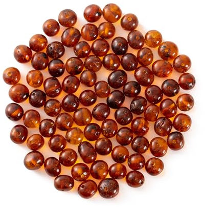 Lose Perle aus baltischem Bernstein mit gebohrtem Loch - 10 Grams - 6-8 mm - Polished Cognac