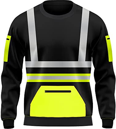 Mens Hi Vis Sweatshirt 2 Tone Contrast High Visibility Pull Over Top Security Workwear Crew Neck Top S-2XL