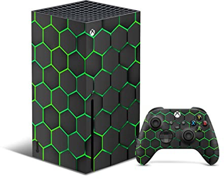 Skins4u Skin Design Schutz Folie Vinyl Aufkleber Sticker kompatibel mit Xbox Series X Gaming Wrap Faceplate Skins Cover Konsole + Controller Skin exo-Gruen