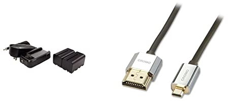 Atomos Powerkit ATOMXPWKT2 & LINDY 41680 - HDMI-Kabel auf Typ Mini-HDMI A/D 0.5 Meter CROMO Slimline High Speed, 4K@60Hz HDMI 2.0 18G 3D 1080p HDCP 2.2 ARC CEC, ATC-getestet