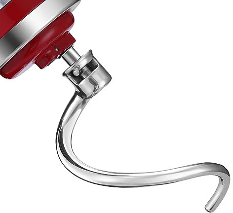 Gdrtwwh Edelstahl-Knethaken-Aufsatz für KitchenAid 7 Quart Schüssel Lift Standmixer, Ersatzteile Brothaken, spülmaschinenfest (ersetzt KSMC7QDH)