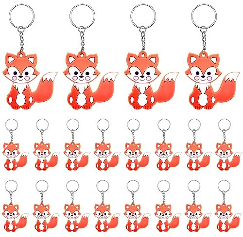 MEIYIFAN 30 Stück Waldtiere Schlüsselanhänger Tierschlüsselanhänger der Karikatur Schlüsselanhänger für Kinder Kinderggeburtstag Party Mitgebsel (Fuchs)