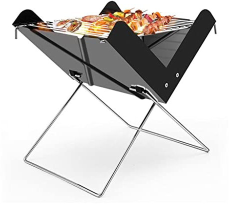 RajoNN Stainless Steel Grill X-shaped Foldable Bbq Stove Portable Barbecue Oven Outdoor Camping Picnic Charcoal Carbon Baking Grill