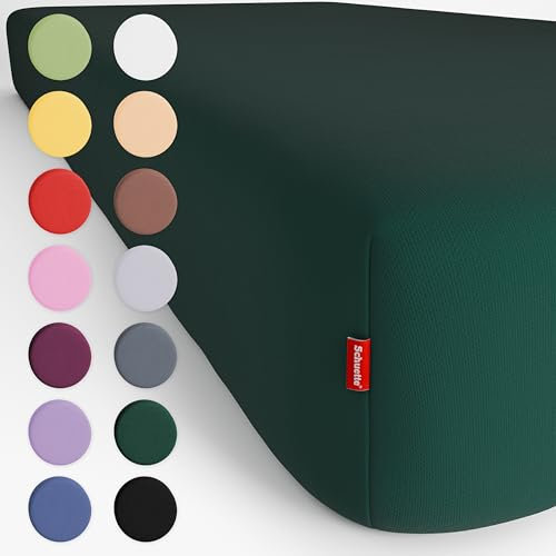 Schuette® Topper Spannbettlaken • 60x120 cm • Wow! Kollektion: Miss Emerald (Dunkelgrün) • 100% Superfluff Baumwolle, Blickdicht, Faltenfrei • mit Rundumgummi • Matratzenhöhe bis 15 cm