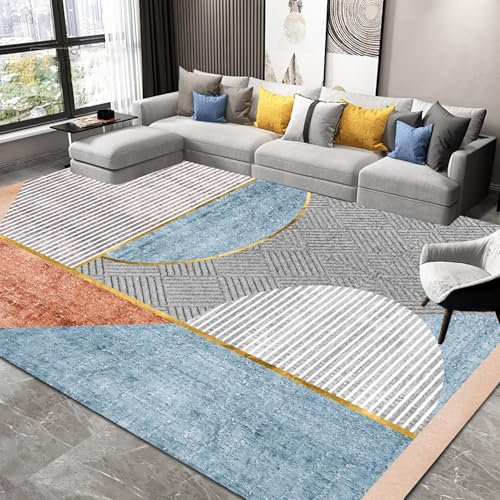 Tzvpsu Décoration de Chambre Tapis antidérapant Durable à Motifs d'encre Bleu Gris Rose,Tapis d eveil Moquette 60x160cm
