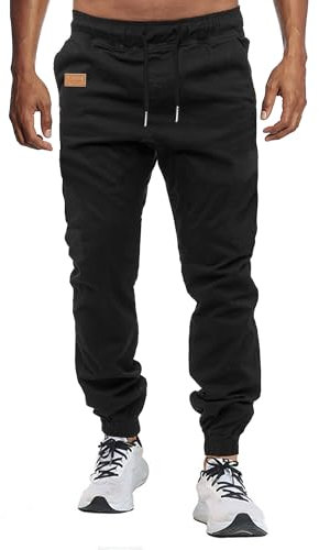 VMSUCIJ Herren Hose Chino Cargo Hose Jogginghose Baumwolle Casual Jogger Männer Modern Sport Jogginghosen für Herren Sweatpants mit elastischem Bund und Kordelzug und Taschen,Schwarz 01,XL