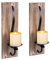 Wooden Metal Wall Candle Sconce Holder Set of 2 Wall Mount Black Candleholder Holder Modern Wall Candle Sconces Hanging Retro Wall Candle Holder for Living Room Fireplace Wedding Farmhouse
