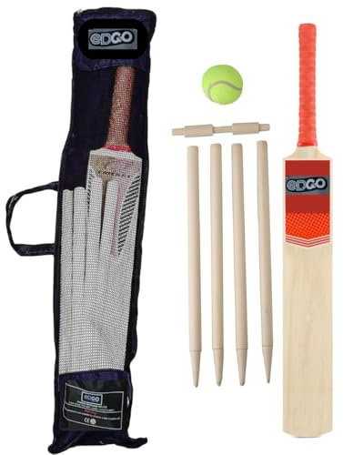 LUXTROUS Cricket Set With Mesh Carry Bag, Kids Beginner Cricket set with cricket bat with Ball Stumps Bails, Lightweight Cricket Bat Suitable For 3-12 years Kids (Size 3)
