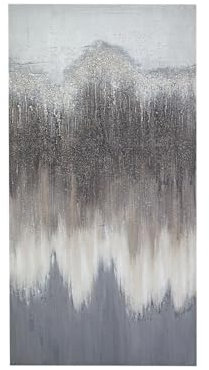 Romimex Ölbild, Weiß, Beige, Grau, Leinwand, abstrakt, 60 x 120 x 4 cm, Marke EAN: 8435700807604