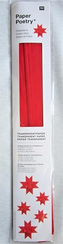 Generisch Fröbelstreifen Fröbelsterne basteln Faltstreifen transparent rot 40 Streifen, 1,5x45 cm und 2,5x86 cm für 10 Sterne Transparentpapier