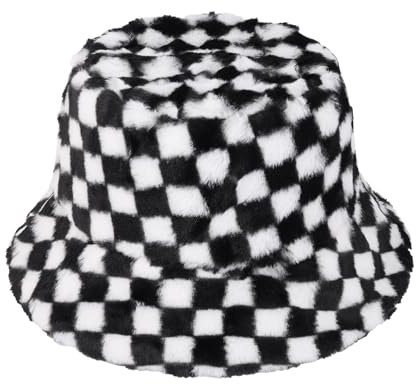 MILAKOO Pelzige Eimermütze Winterwarme Kunstfellmütze Fischermütze für Frauen Damen Herren Plüsch Weich Fischerhut Winter Bucket Hat