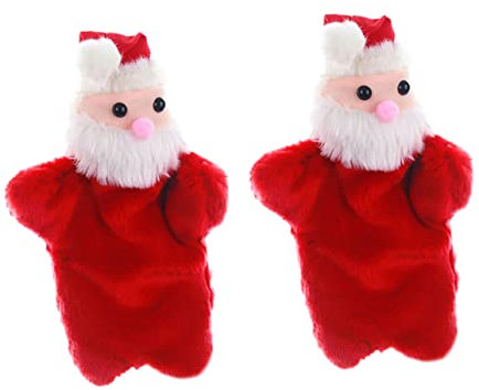 DRESSOOS 2stücke Weihnachtsmann Fingerpuppen Süße Handspielzeuge Für Interaktive Erzählspielzeuge Fantasie Und Kommunikation Der Weihnachtszeit