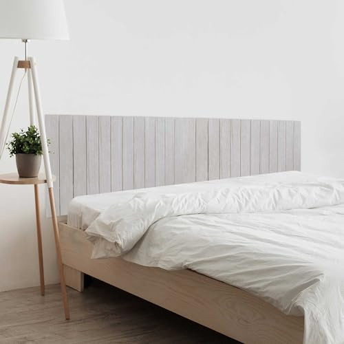 DHOME Recyceltes Holz Kopfteil MDF Paletten Stil Vertikale Palette Bed Pallets Beschläge inklusive (180cm Dual, Arktis)