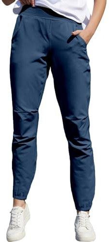 HIBETY Damen Elastische Kordelzug Taille Golf Hosen, Sonnenschutz Bequeme Lounge Hosen, Leichte Athletic Jogger Navy02-M