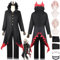 bbganlian Anime Dandadan Ken Takakura Neue Haut Cosplay Kostüm Outfit Rollenspiel Uniform Komplettes Set Halloween Karneval Dress Up Anzug mit Perücke Brille Maske für Herren (S)