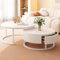 Couchtisch Rund 2er Set, Modern Beistelltisch Wohnzimmertisch, Marmor Nesting Kaffeetisch mit Sstauraum Schublade, Metallgestell, Couchtisch-Set für Wohnzimmer, Balkon und Büro