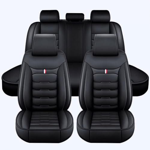 Auto Sitzbezüge für Ford Mondeo MK4 2007-2014, 5-Sitze Leder AutositzbezüGe, Sitzbezug Auto Vordersitze Rückbank Wasserdicht Sitzschoner,Standard Version-Black
