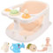 Bebamour Asiento de Baño para Bebé 6 Meses+ Asiento de Baño Antideslizante para Bebé con Juguetes,A New Pink