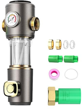 KEXIAO Intere Case Sistemi di Filtro Acqua Pipeline Pre Filtro con Calibro Struttura In Acciaio Inox Adatto Per Case E Cucina