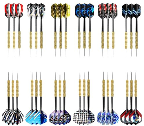 PRITOK Dartpfeile mit Metallspitze: 36 Stück Profi Steel Darts Set, Multi Purpose Dart Tool für Anfänger und Hobbyisten, Laser DartflüGel, Geschenke für Dartspieler