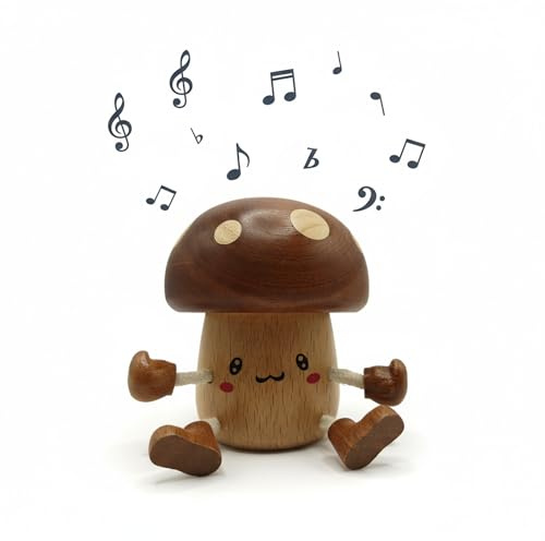 MoYunHai Musikbox für Kinder aus Buchenholz mit Pilz-Design - Spieluhr aus Holz als Geschenk zu Geburtstag, Weihnachten oder Valentinstag (Happy Birthday to You)