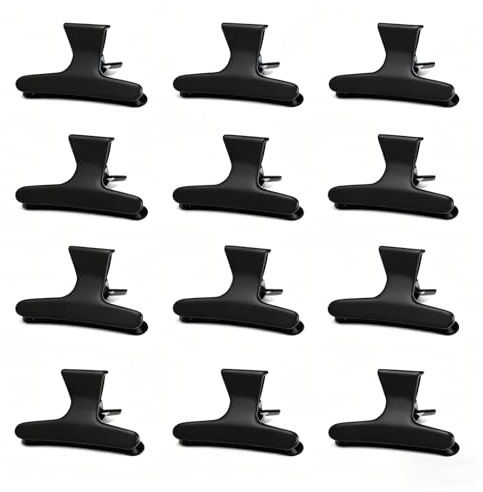 12 Pcs Black Claw Clip,Black Hairdressing Sectioning Hair Clips,Salon Butterfly Hair Clips for Women Girls,Crocodile Clips Hair Clamps Styling Accessories