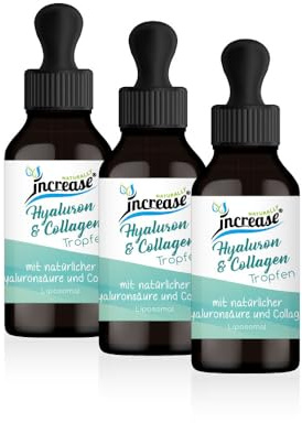 Nimm 3, zahl 2 Aktion Liposomale Hyaluron & Collagen Tropfen hochdosiert - (180.000mg in 3 Flaschen) 2000mg Hyaluron & Collagen pro Tagesdosis - MCT Öl - Hohe Bioverfügbarkeit